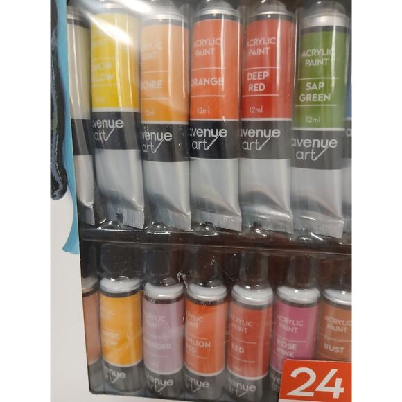Artist Quality Acrylic Paint Set 24 Tubes Blends Easily Brilliant Colors Pro - Picture 5 of 16